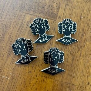 Set of 4 rebel girl enamel pins, good condition, galaxy princess, pin gifts